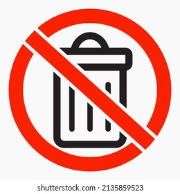 No ensuciar. Prohibición de la basura. Mantente limpio. Icono de vector de línea comercial para sitios web y diseño plano minimalista móvil.