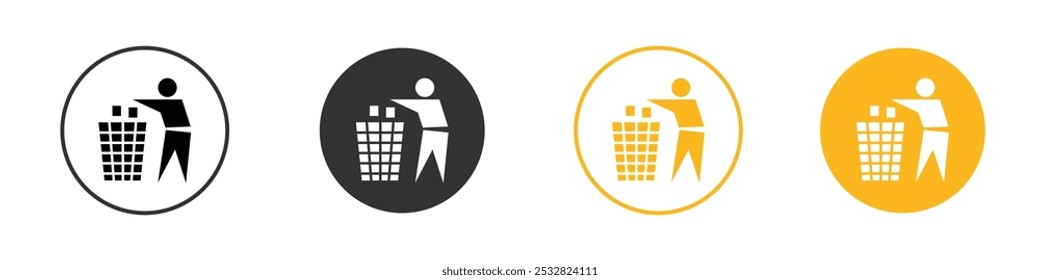 Do not litter icon black and white vector outline sign