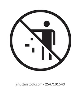 Do Not Litter Icon with circle border and cross line. Throwing Garbage Icon 