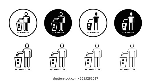 Do not litter icon Flat simple outline set