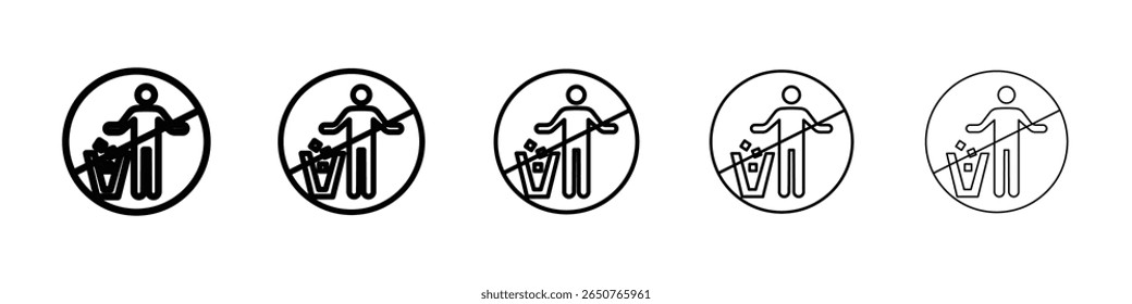 do not litter icon isolated vector on white background set