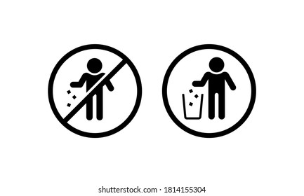 Do not litter icon. Keep area clean concept. Vector on isolated white background. EPS 10