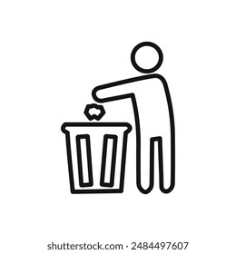 Do not litter icon linear vector graphics sign