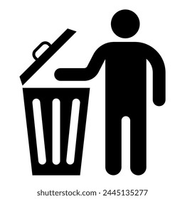Do Not litter icon man throws trash into trash can