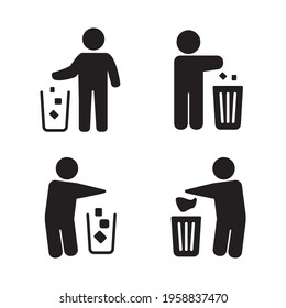 Do Not Litter Icon Set Design Vector Template In Trendy Flat Style