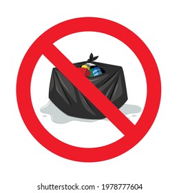 No mostrar el símbolo del icono. Vector sin vertederos, basura tirada prohibida, no verter basura, mantener limpia la ilustración de la etiqueta