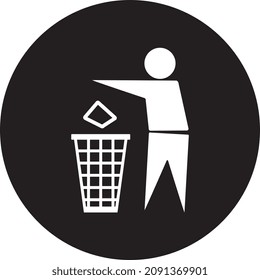 Do not litter icon symbol vector isolated on Black background