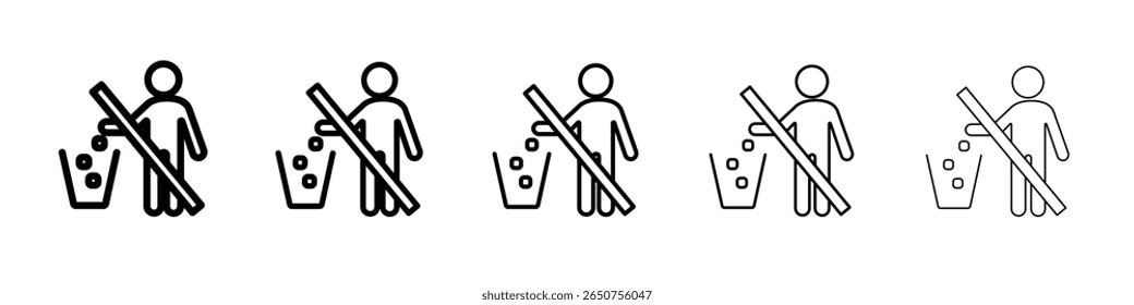 Do not litter icon vector thin outline style sign