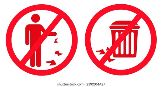 Do not litter, keep clean, prohibition sign. Vector illustration.