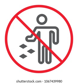 Do not litter line icon, prohibition and forbidden, no garbage sign vector graphics, a linear pattern on a white background, eps 10.