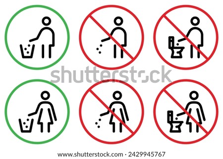 Do not litter line icon set. Vector graphics