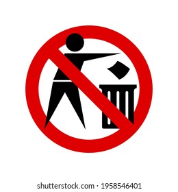 Do not litter. No littering prohibition sign. Forbidden round sign. Vector illustration isolated on white.