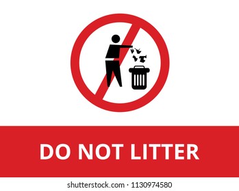 Do not litter prohibition ban sign red vector illustration