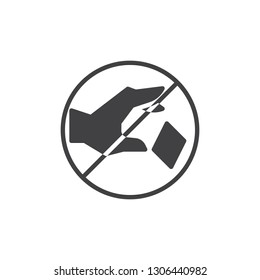 Do not litter prohibition sign vector icon. filled flat sign for mobile concept and web design. Do not throw trash simple solid icon. Symbol, logo illustration. Pixel perfect vector graphics