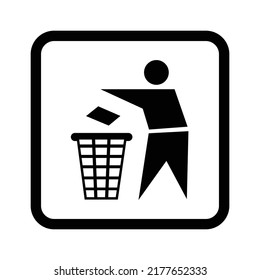 Do Not Litter - Recycle Silhouette - Trash to throw away sign, environmental safety, Waste disposal