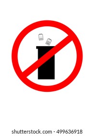 Do not litter sign, ban on disposing of the battery. Prohibition sign icon.