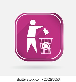 do not litter sign.  Color square icon