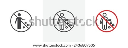 Do Not Litter Sign Isolated Line Icon Style Design. Simple Vector Illustration