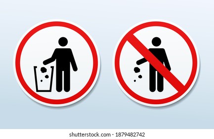 Do not litter sign. Keep it clean. Throw garbage in its place. Illustration vector