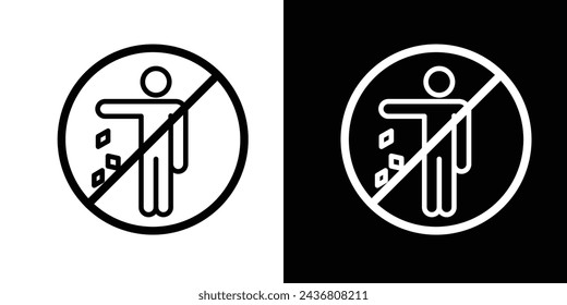 Do Not Litter Sign Line Icon on White Background for web.