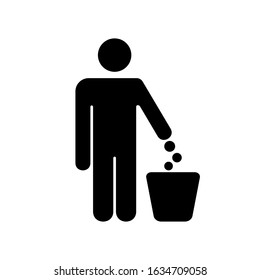 Do not litter sign. No littering symbol. Keep clean icon. Silhouette person on white background. Vector illustration