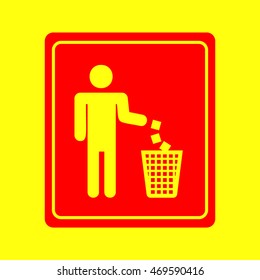 Do not litter sign. Red on yellow background.