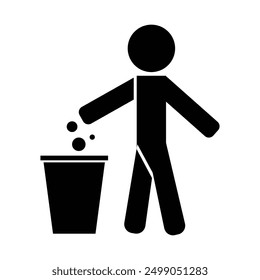 Do not litter sign. Stick man throwing trash Icon