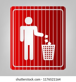Do not litter sign. Vector. Vertically divided icon with colors from reddish gradient in gray background with light in center.