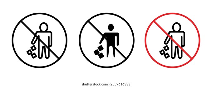 Do not litter sign vector set