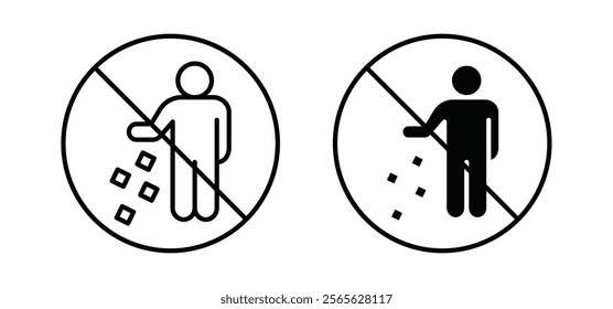 Do not litter sign vector in black and red colors