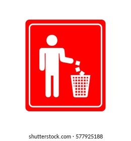 Do not litter sign. Vector. Red icon on white background. Isolated.