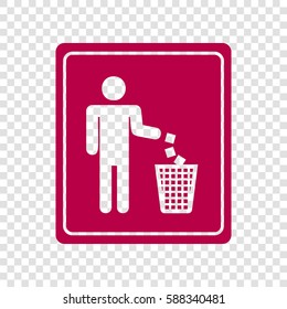 Do not litter sign. Vector. Bordo icon on transparent background.