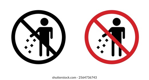 Do not litter sign vectors in flat syle