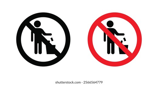 Do not litter signs in black and color style
