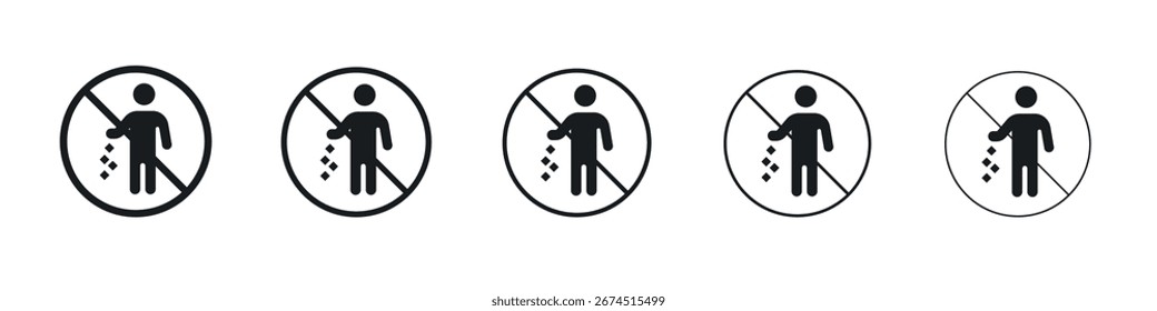 Do not litter signs design, logo, app, UI. Vector illustration, EPS