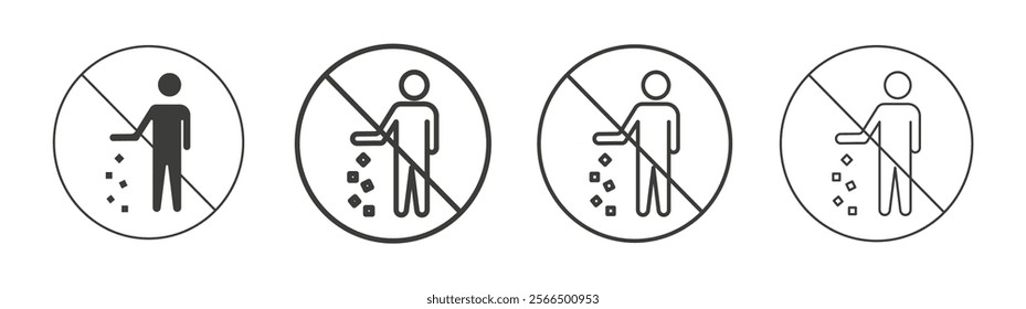 Do not litter signs flat and linear vector illustration on white background.