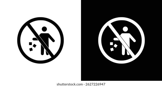 Do not litter signs vector, solid illustration, pictogram