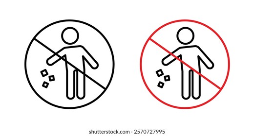 Do not litter signs vectors on white background.
