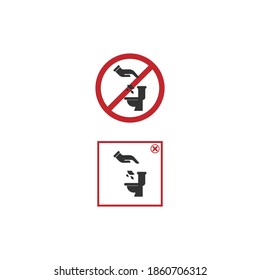 Do not litter in the toilet icon illustration