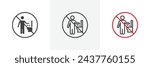 Do Not Litter in Toilet Sign Isolated Line Icon Style Design. Simple Vector Illustration