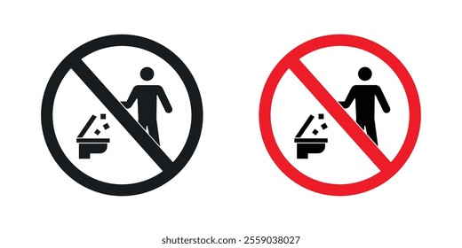 Do not litter in toilet sign vectors in black and colored version