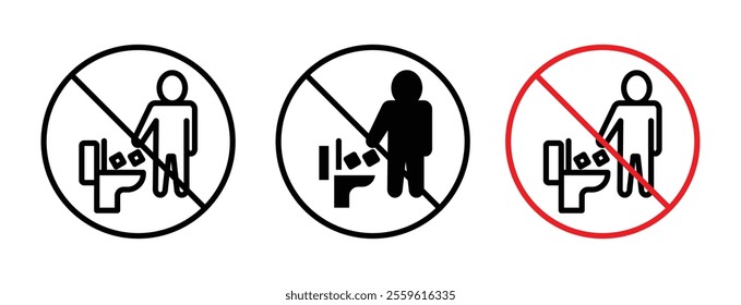 Do not litter in toilet sign vector set