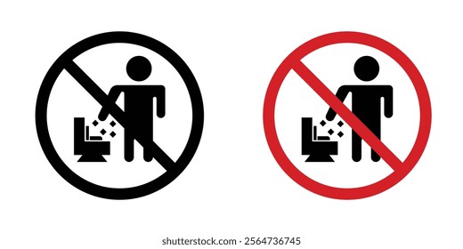 Do not litter in toilet sign vectors in flat syle