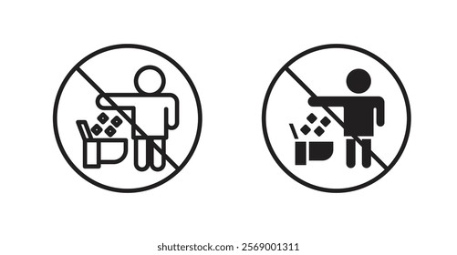 Do not litter in toilet sign vector set vector graphics designs