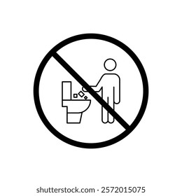 Do not litter in toilet sign vector in black colors