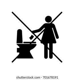 Do not litter in toilet sign vector icon.