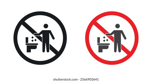 Do not litter in toilet signs set in black and colored