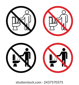 Do Not Litter in Toilet Vector Illustration Set. Do Not Drop Paper in Toilet sign suitable for apps and websites UI design style.