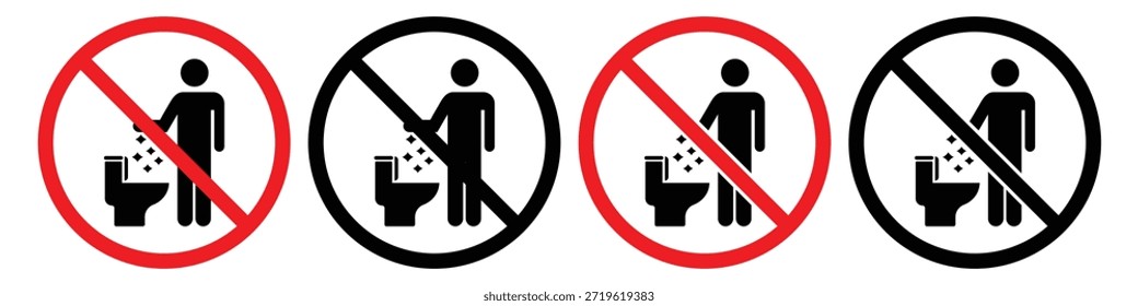 Do Not Litter in Toilet – Vector Outline Sign and Icon Set for Clean Restroom Awareness,vector illustration.