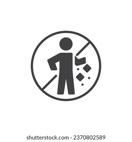 Do not litter vector icon. filled flat sign for mobile concept and web design. No Littering glyph icon. Symbol, logo illustration. Vector graphics